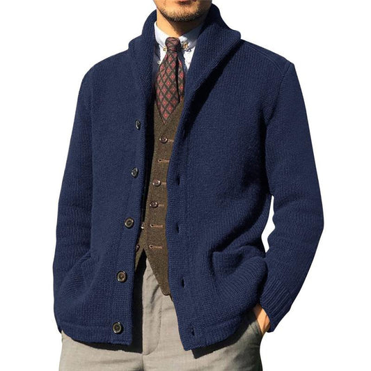 Men's Solid Color Button Knit Jacket 39990512X