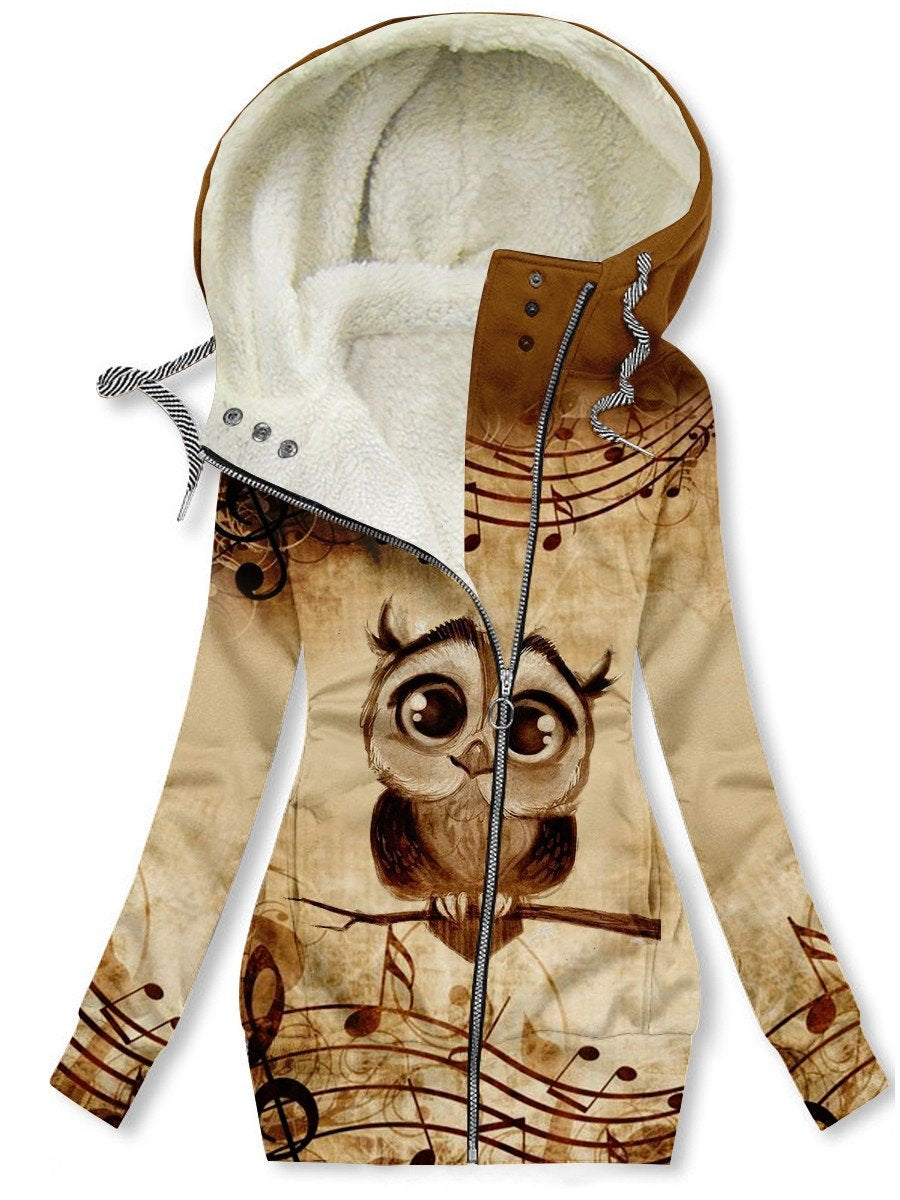 Women's Vintage Note Owl Casual Sweatjacken