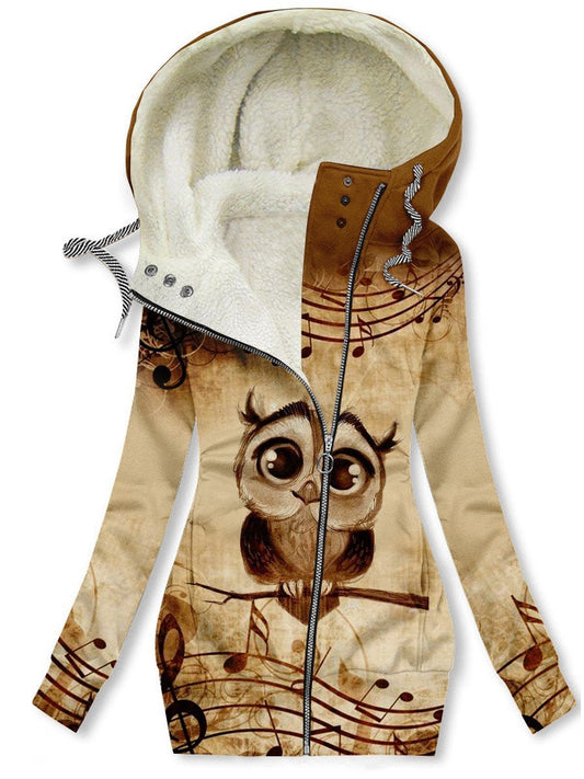 Women's Vintage Note Owl Casual Sweatjacken
