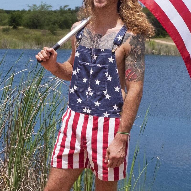 Men's Casual Flag Cargo Overalls 19513131Y