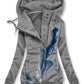 Women's Winter Feather Print Casual Track Jacket