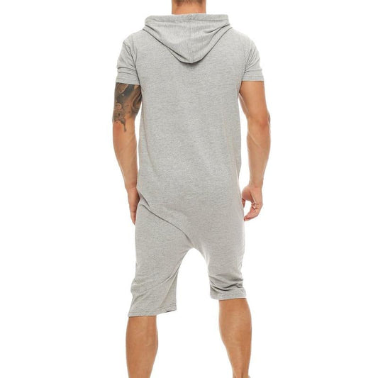 Men's Casual Solid Color Hooded Jumpsuit 87630287Y