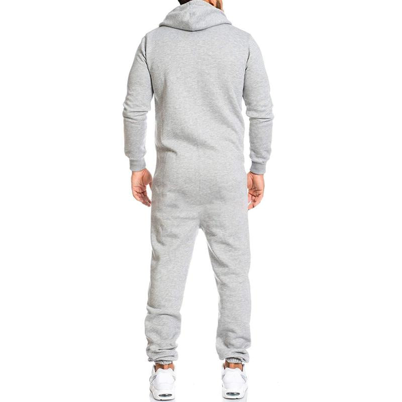 Men's Casual Solid Color Long-Sleeved Jumpsuit 66185242Y