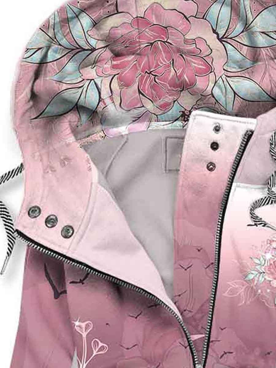 Women's Flower Art Print Sweatjacke