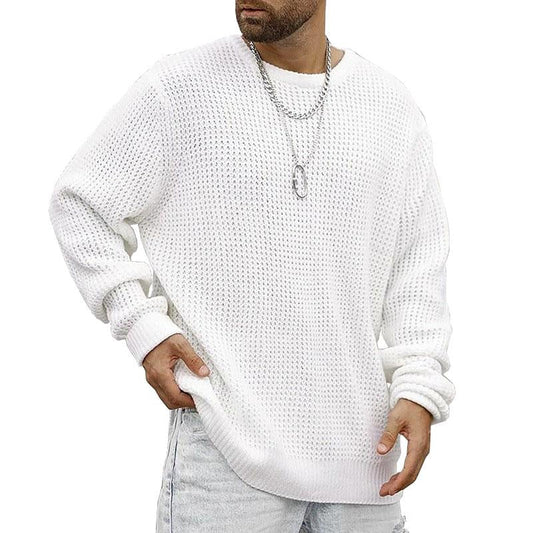 Men's Long Sleeve Round Neck Casual Loose Pullover Sweater 38472304M