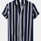 Stripe Print Button Up Shirt & Swim Shorts