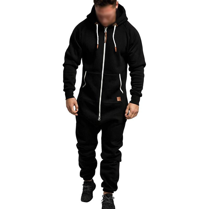 Men's Casual Solid Color Hooded Jumpsuit 53093178Y