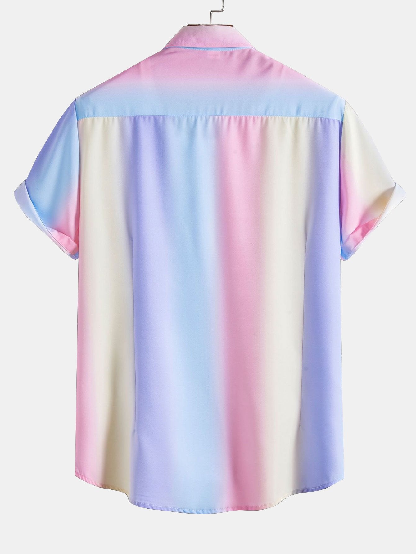 Gradient Color Print Shirt & Short Length Swim Shorts