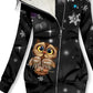 Women's Winter Owl Print Casual Fleece Hoodie Sweatshirt
