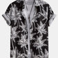 Palm Tree Print Button Up Shirt & Swim Short