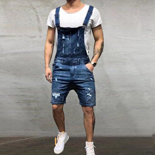 Men's Casual Ripped Denim Overalls 07964487Y