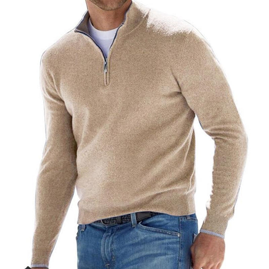 Men's Solid Color Zip Pullover Sweater 80501121X