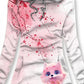 Women's Winter Pink Fox Print Casual Sports Hoodie