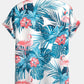Flamingo Tropical Print Button Up Shirt & Short Length Swim Shorts
