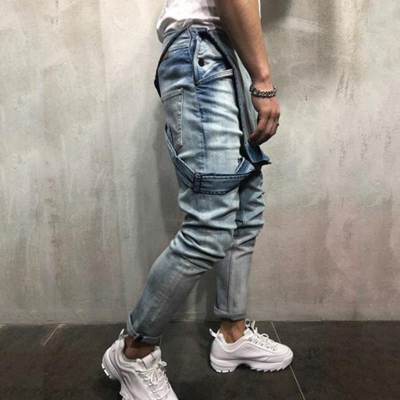 Men's Casual Color Contrast Stitching Denim Overalls 59883330M