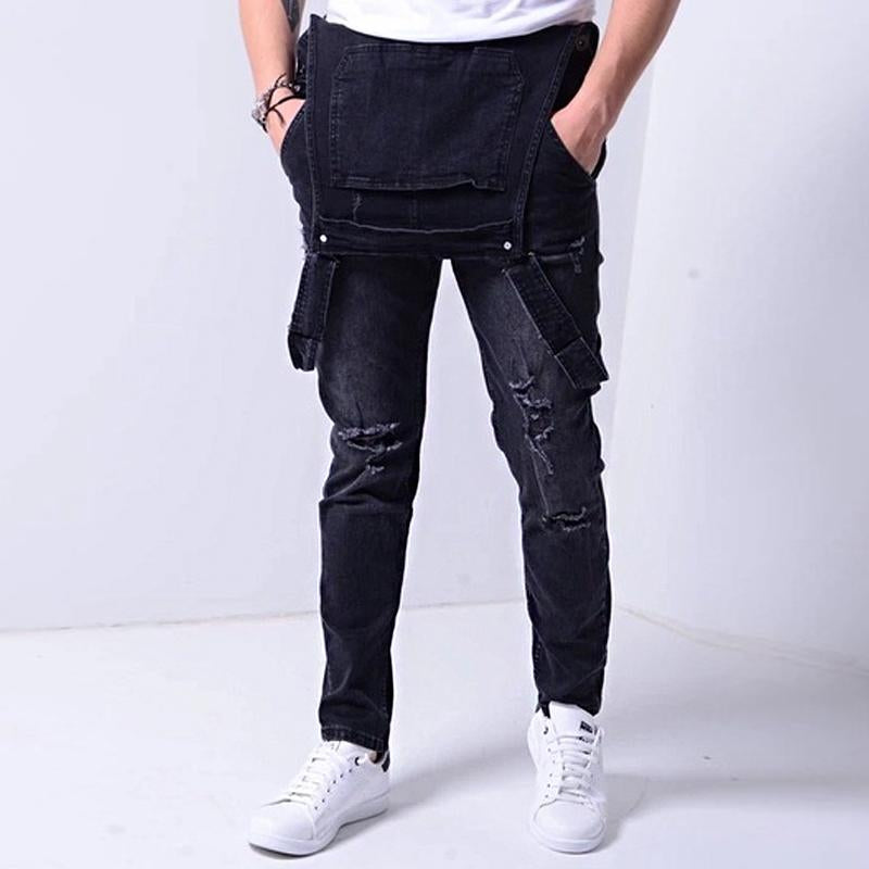 Men's Casual Denim Ripped Overalls 68901284Y