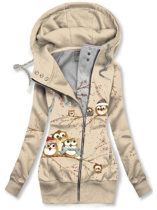 Women's Winter Vintage Owl Print Casual Sweatshirt