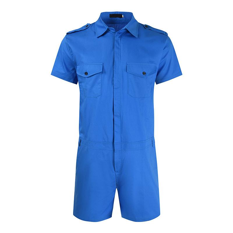 Men's Casual Zipper Short -Sleeved Jumpsuit 43179373Y