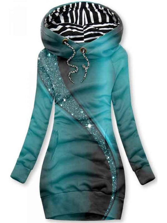 Women's Streamer Art Printed Hooded Fleece Sweatshirt