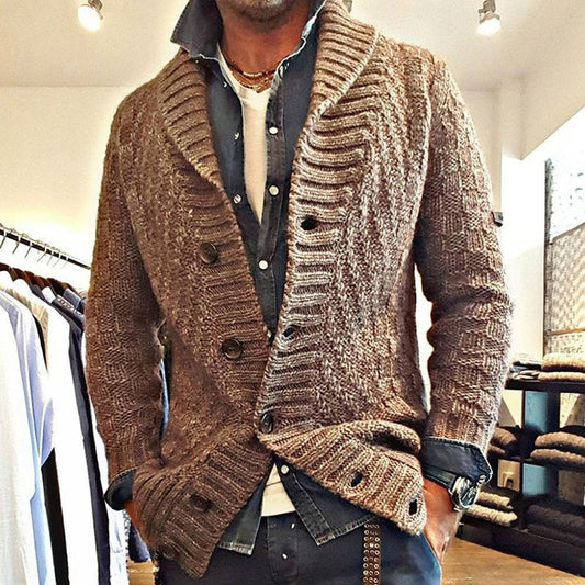 MEN'S VINTAGE LAPEL KNIT CARDIGAN JACKET  05701756X