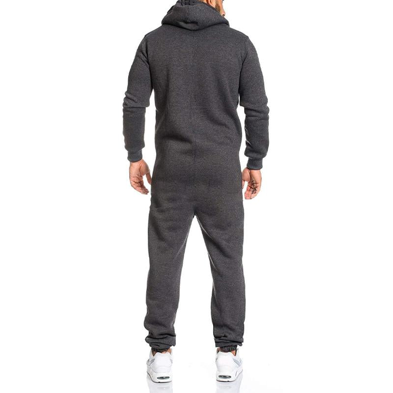 Men's Casual Solid Color Long-Sleeved Jumpsuit 66185242Y