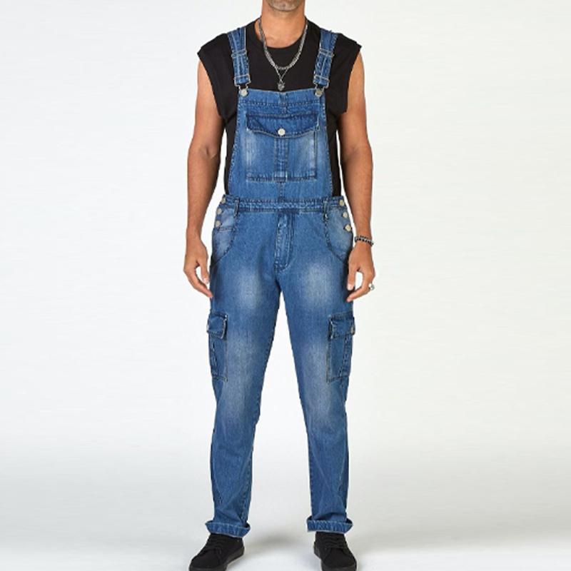 Men's Vintage Multi-Pocket Cargo Denim Overalls 50530030Y