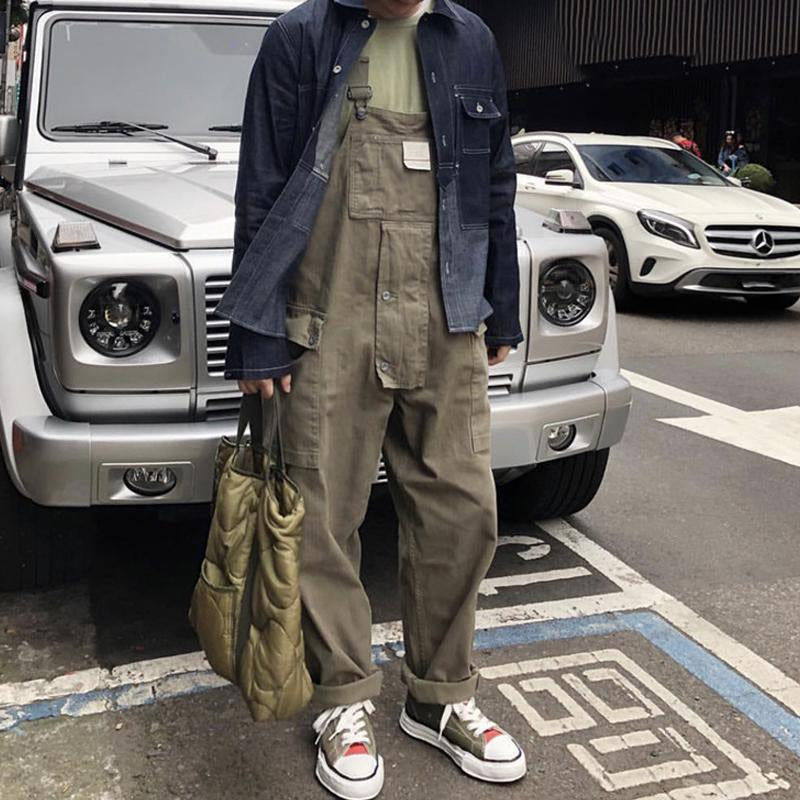 Men's Loose Solid Color Cargo Jumpsuits 54598527Y