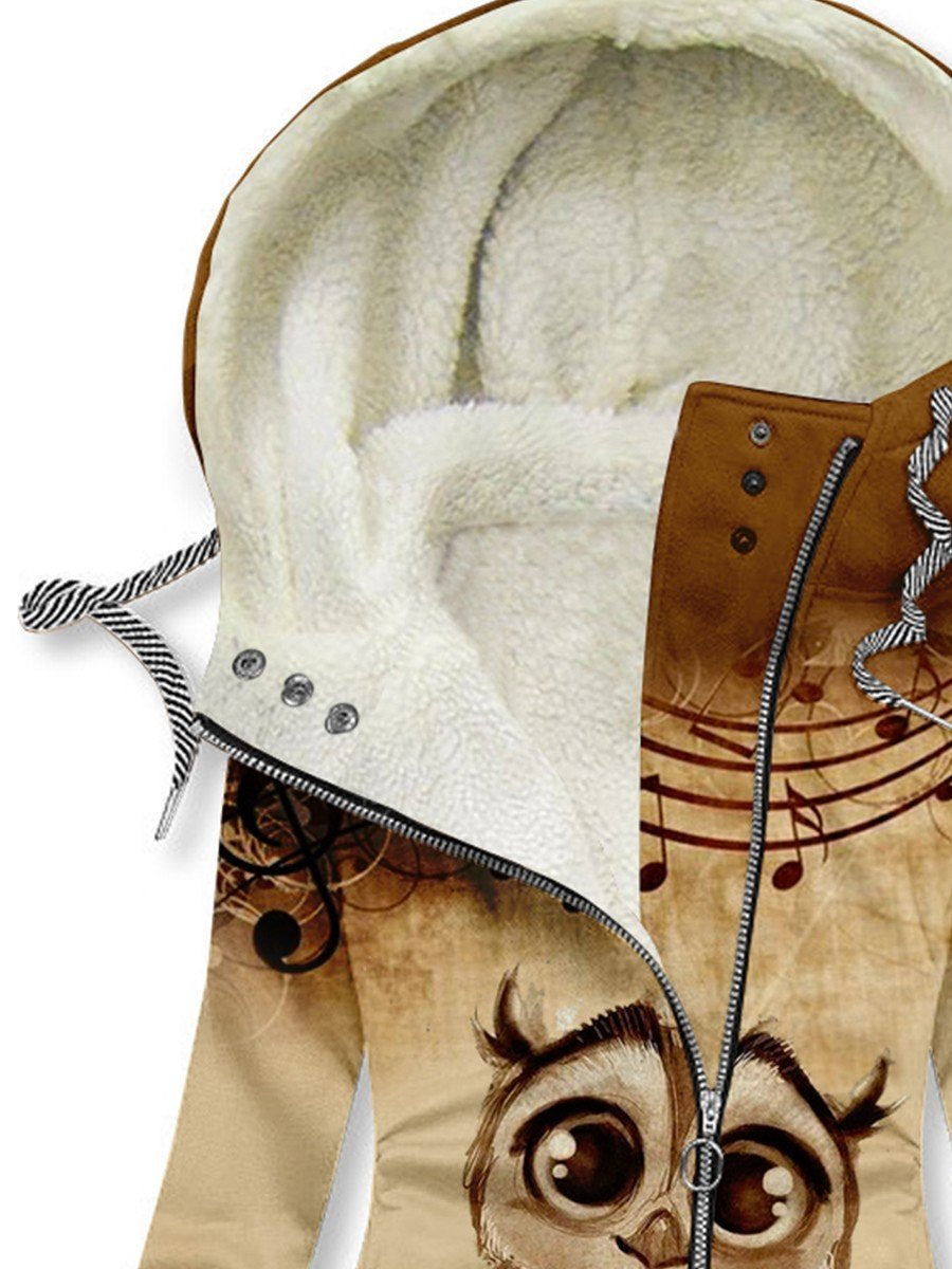 Women's Vintage Note Owl Casual Sweatjacken