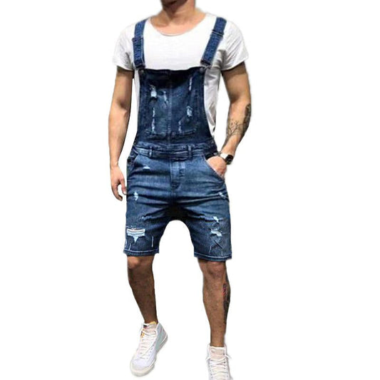 Men's Casual Ripped Denim Overalls 07964487Y