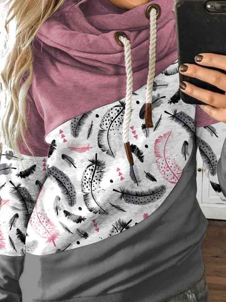 Women's Feather Print Casual Sweatshirt
