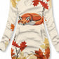 Women's Autumn And Winter Maple Leaves Cute Fox Casual Sweatshirt