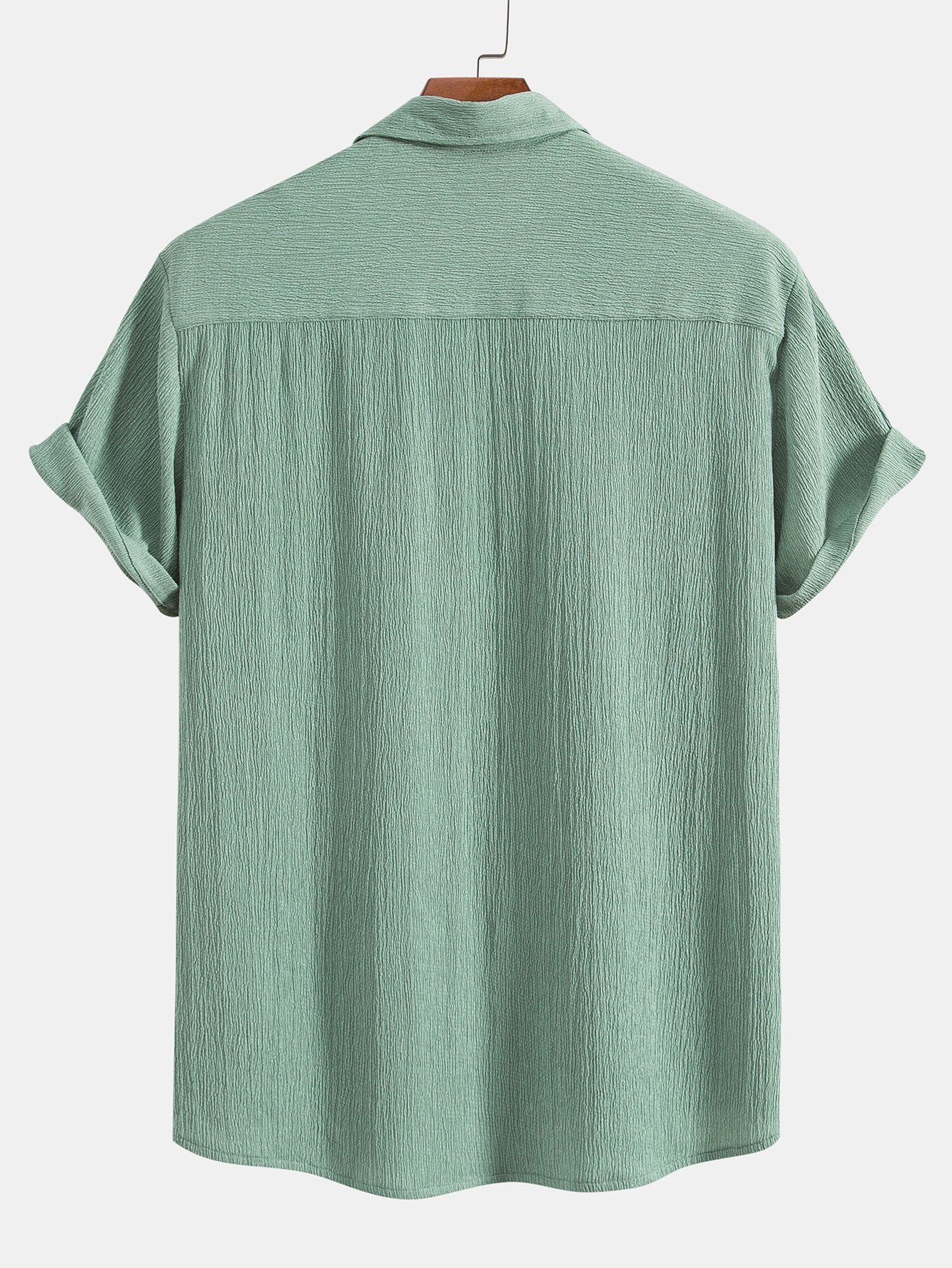 Wrinkled Textured Button Up Shirt & Shorts