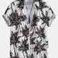 Palm Tree Print Button Up Shirt & Swim Short