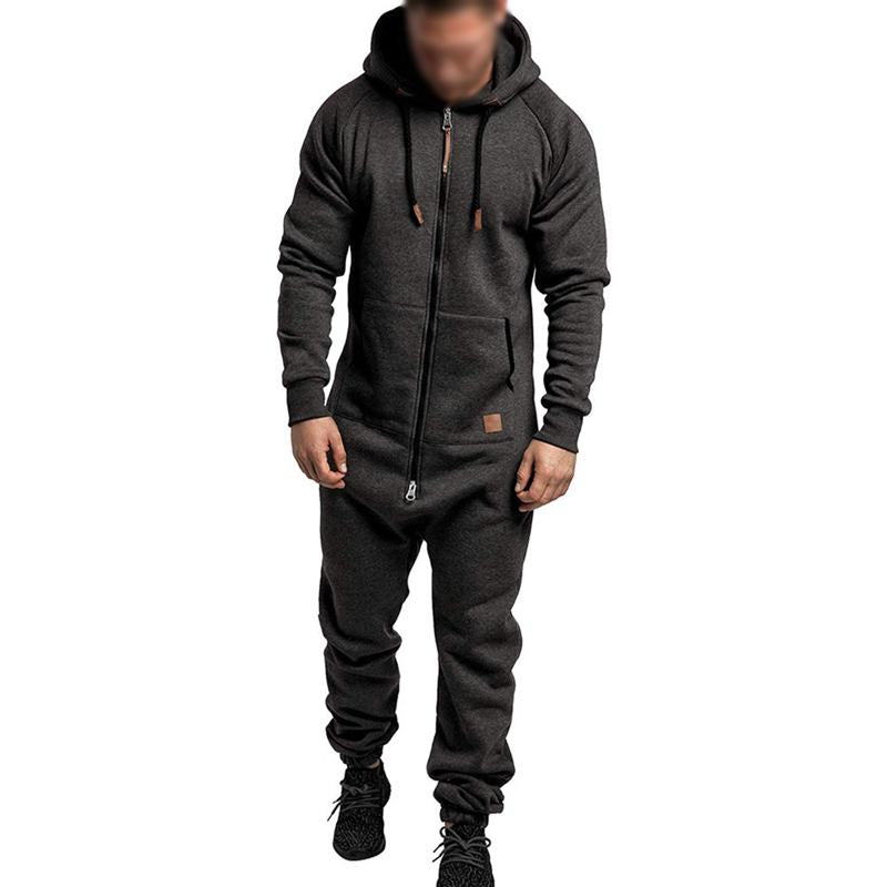 Men's Casual Solid Color Hooded Jumpsuit 53093178Y