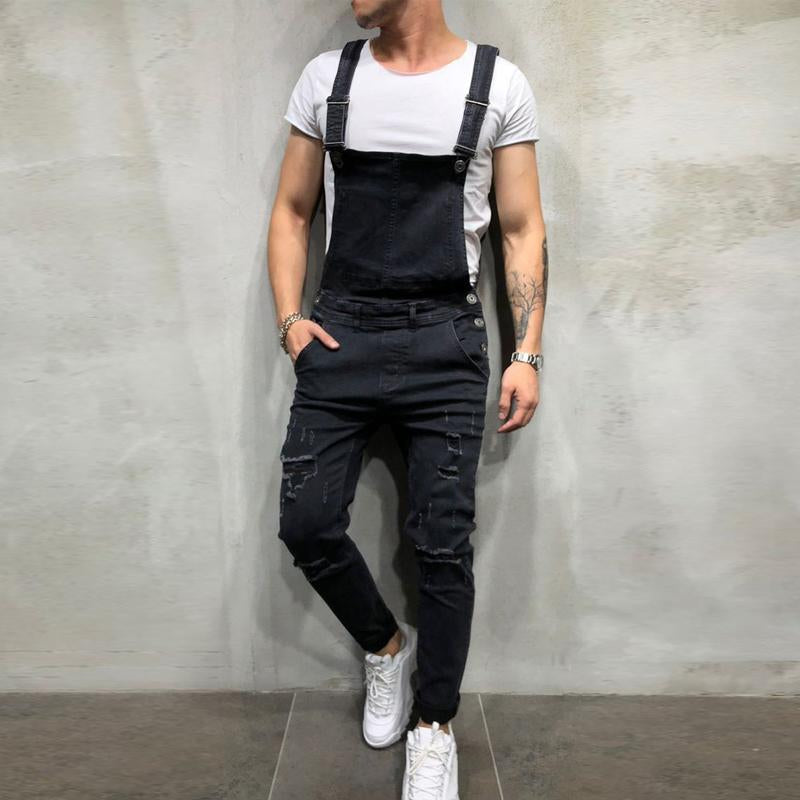 Men's Casual Ripped Denim Jumpsuit 71368667Y