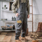 Men's Vintage Loose Outdoor Multi-Pocket Cargo Overalls 84694709Y