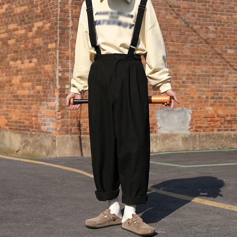 Men's Vintage Solid Color Loose Overalls 62840592Y