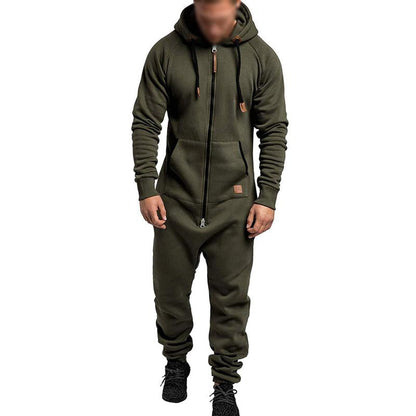 Men's Casual Solid Color Hooded Jumpsuit 53093178Y