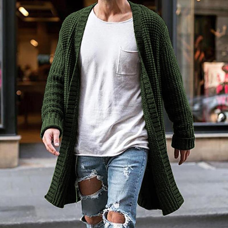 Men's Solid Color Loose Knit Cardigan Jacket 86761258X