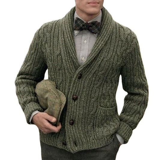 Men's Lapel Long Sleeve Single Breasted Twisted Cardigan 74131828M