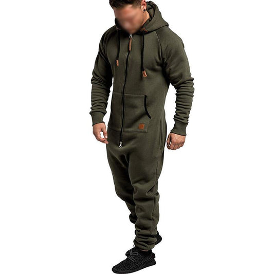 Men's Casual Solid Color Hooded Jumpsuit 53093178Y