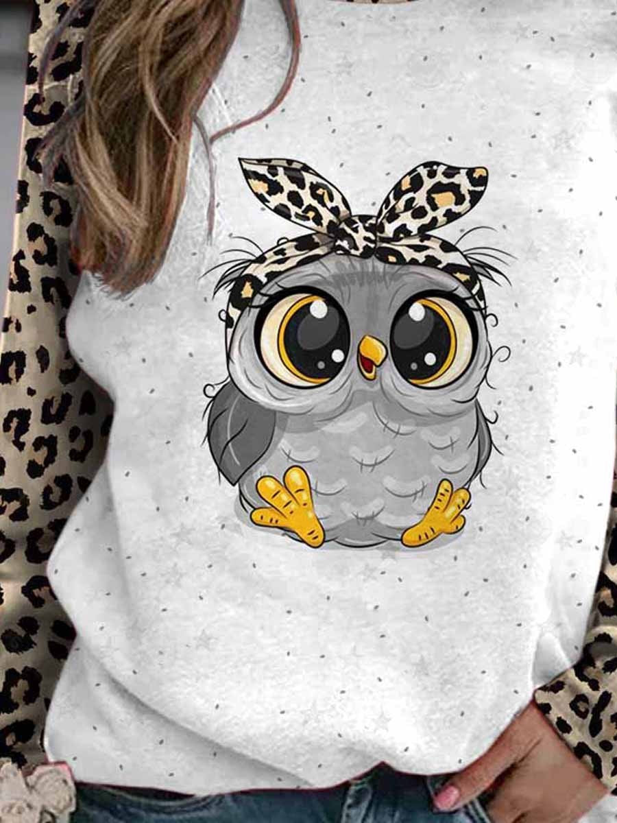 Women's Owl Print Casual Sweatshirt