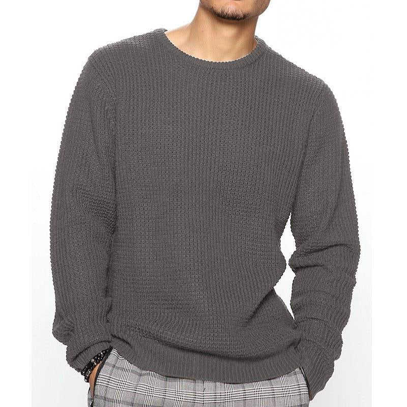 Men's Long Sleeve Round Neck Casual Loose Pullover Sweater 38472304M