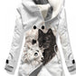 Women's Winter Wolf Pattern Casual Hooded Button Down Coat
