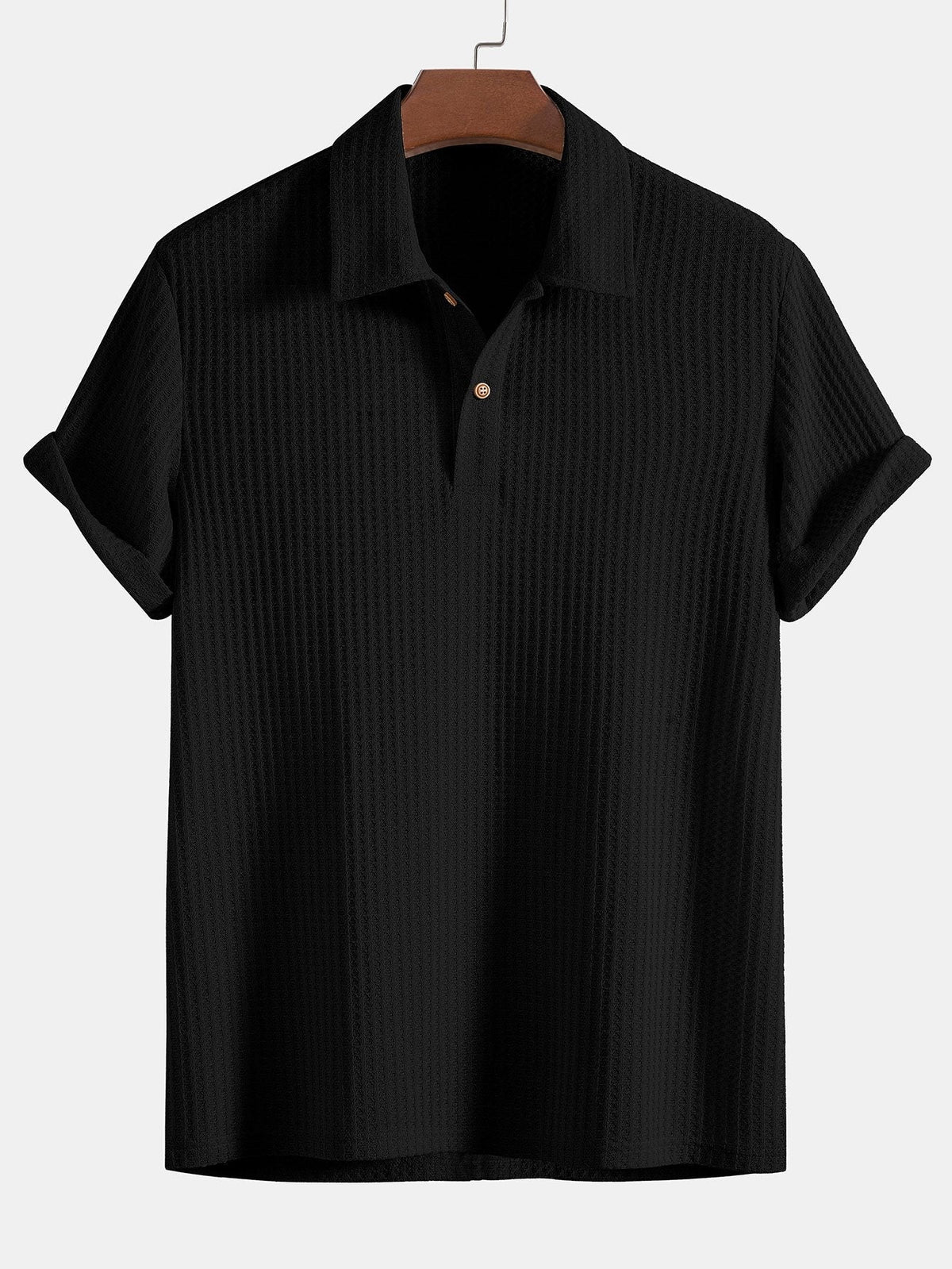 Knitted Waffle Polo Shirt & Waffle Drawstring Shorts