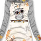 Women's Maple Owl Art Print Sweatjacke