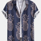Pineapple Print Button Up Shirt & Shorts