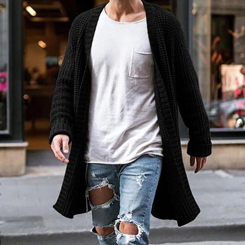 Men's Solid Color Loose Knit Cardigan Jacket 86761258X