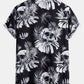 Skull Tropical Print Button Up Shirt & Swim Shorts