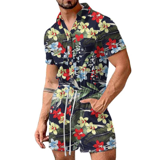 Men's Casual Flower Print Beach Jumpsuit 28736991Y